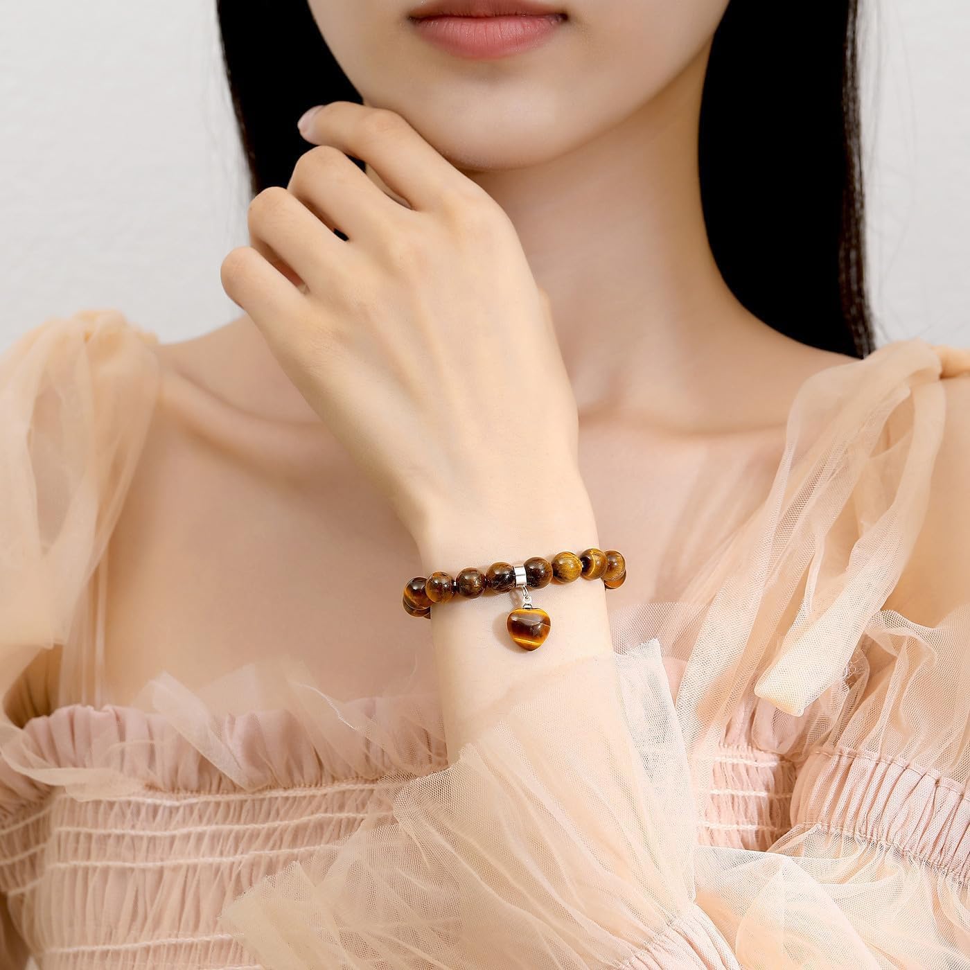 XIANNVXI Herz Armband Damen Stein Kristall Armband Perlen Armband 8Mm Perlenarmband Freundin Armband Schmuck Geburtstagsgeschenk Weihnachtsgeschenke Für Frauen