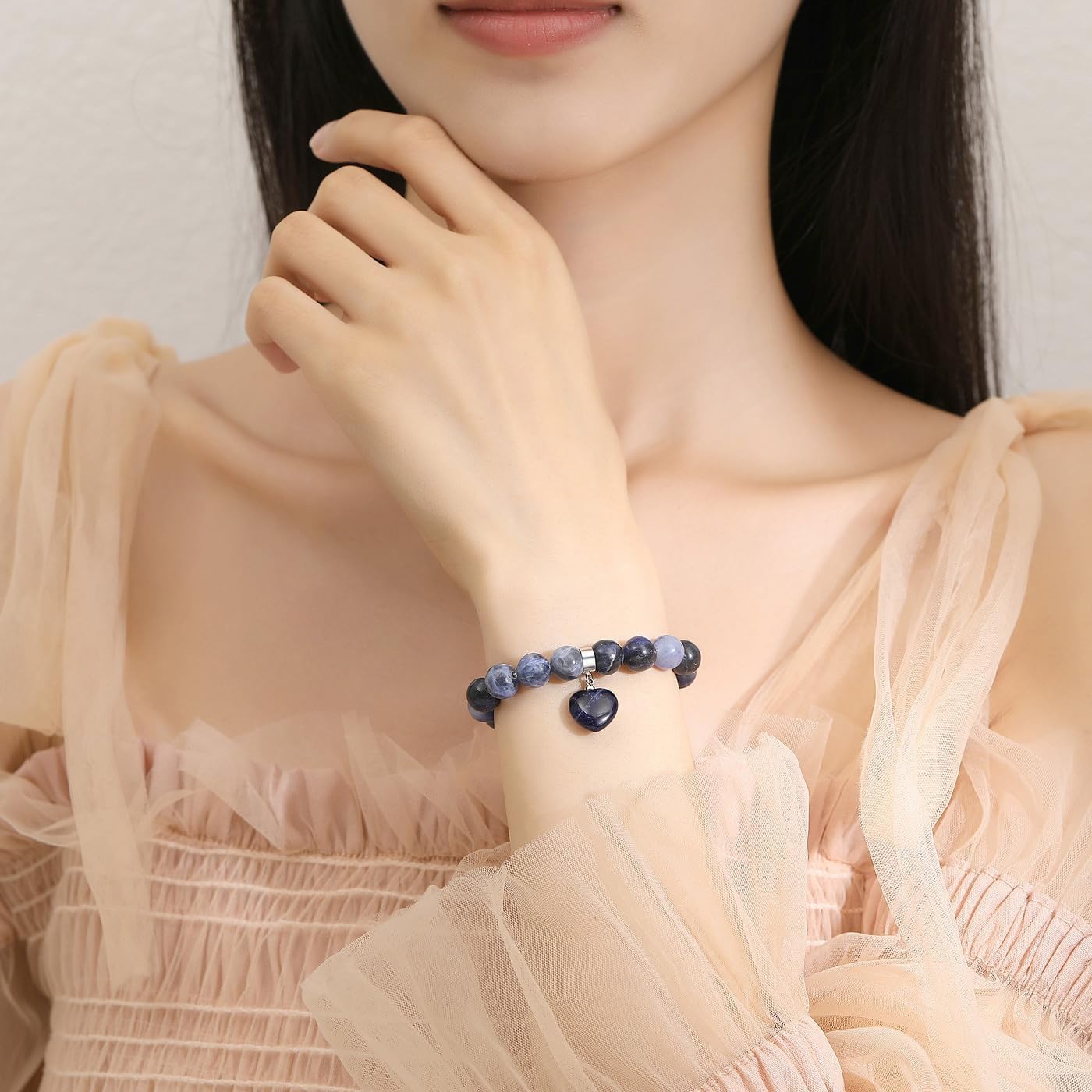 XIANNVXI Herz Armband Damen Stein Kristall Armband Perlen Armband 8Mm Perlenarmband Freundin Armband Schmuck Geburtstagsgeschenk Weihnachtsgeschenke Für Frauen