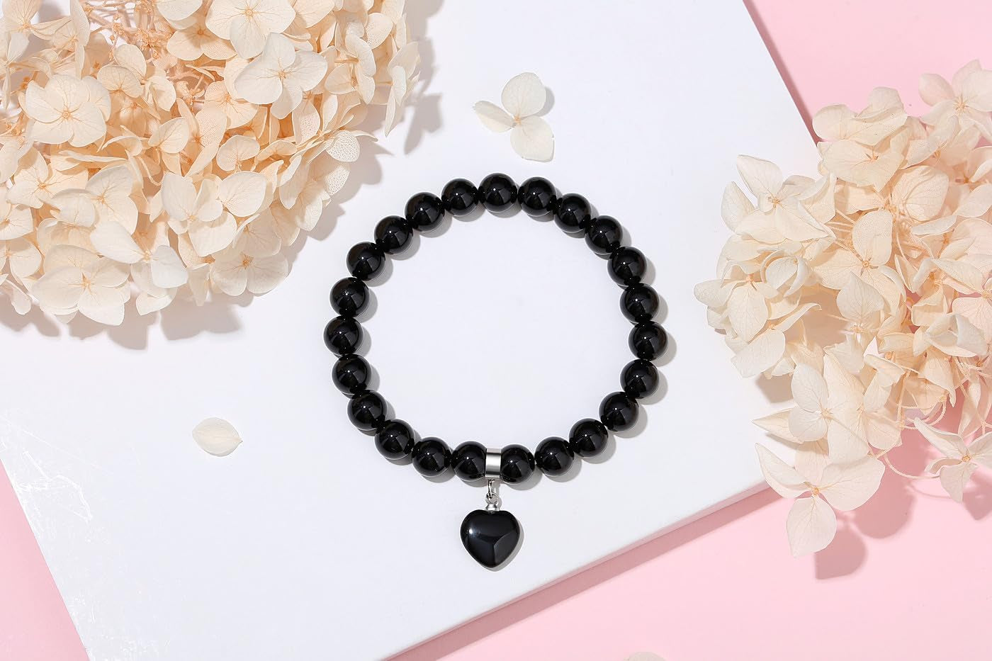 XIANNVXI Herz Armband Damen Stein Kristall Armband Perlen Armband 8Mm Perlenarmband Freundin Armband Schmuck Geburtstagsgeschenk Weihnachtsgeschenke Für Frauen