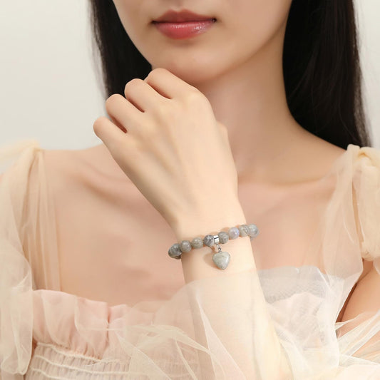 XIANNVXI Herz Armband Damen Stein Kristall Armband Perlen Armband 8Mm Perlenarmband Freundin Armband Schmuck Geburtstagsgeschenk Weihnachtsgeschenke Für Frauen