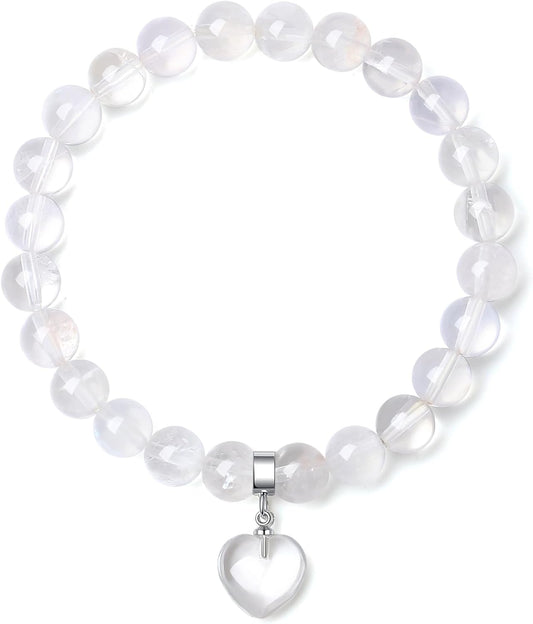 XIANNVXI Herz Armband Damen Stein Kristall Armband Perlen Armband 8Mm Perlenarmband Freundin Armband Schmuck Geburtstagsgeschenk Weihnachtsgeschenke Für Frauen