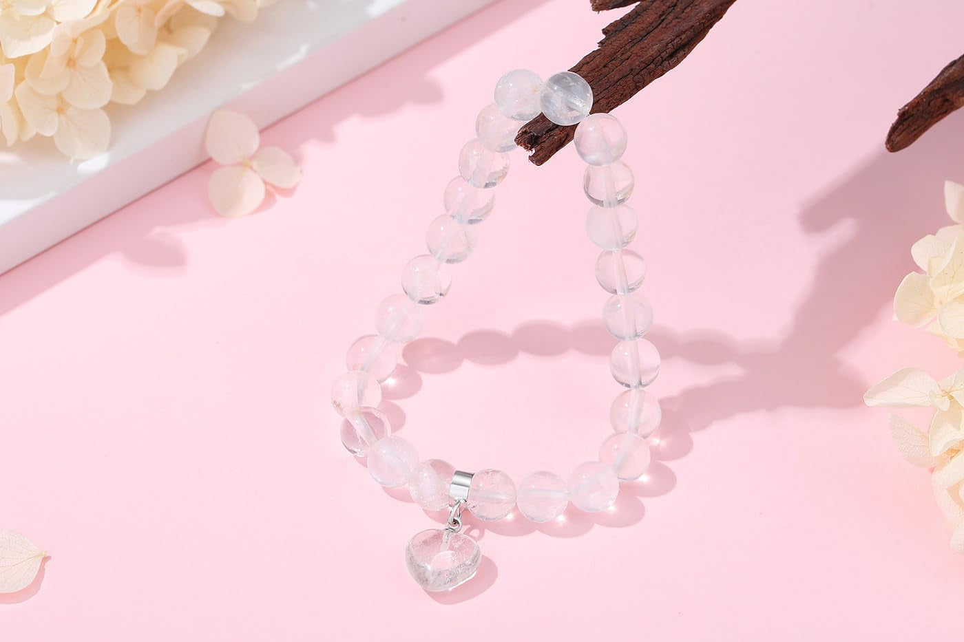 XIANNVXI Herz Armband Damen Stein Kristall Armband Perlen Armband 8Mm Perlenarmband Freundin Armband Schmuck Geburtstagsgeschenk Weihnachtsgeschenke Für Frauen