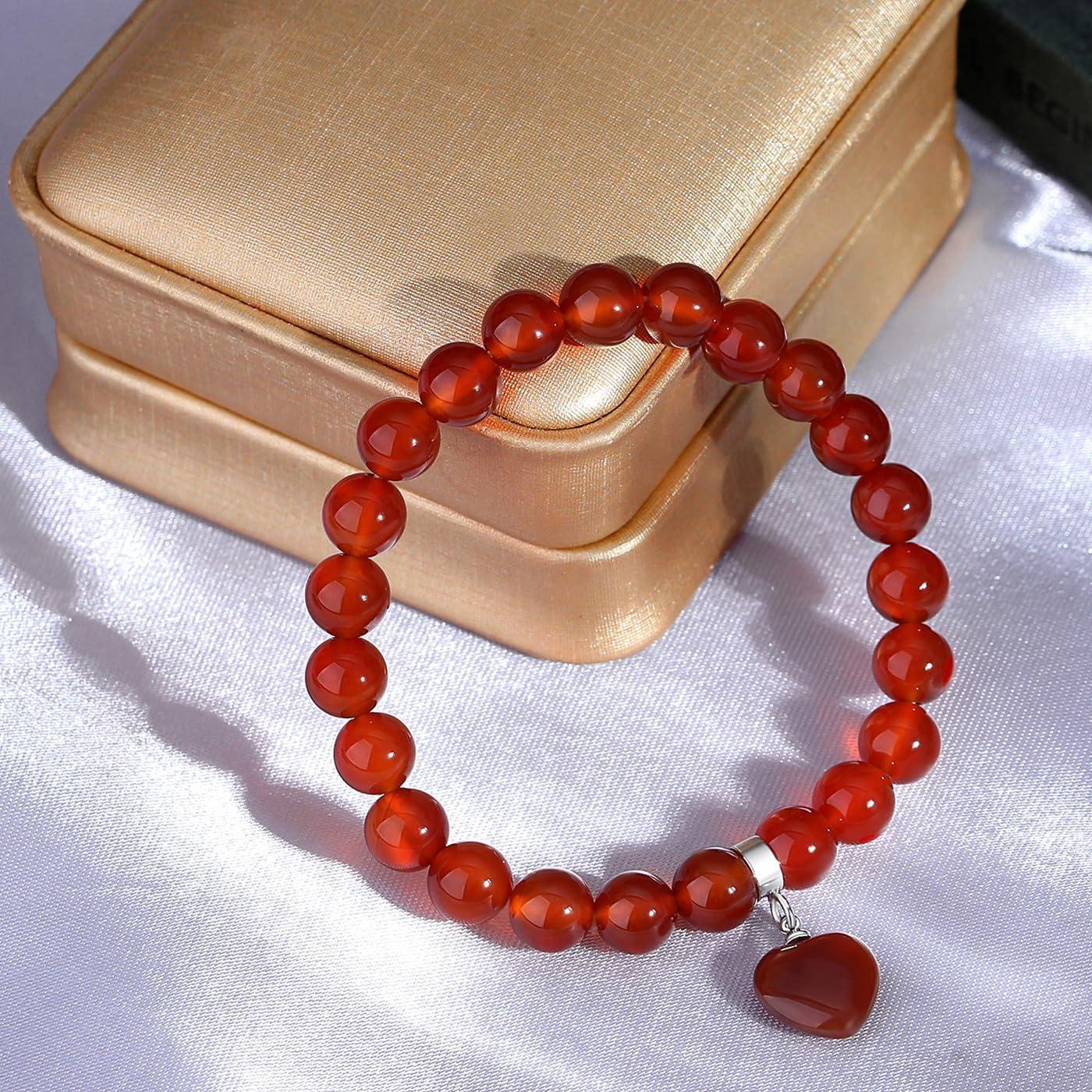 XIANNVXI Herz Armband Damen Stein Kristall Armband Perlen Armband 8Mm Perlenarmband Freundin Armband Schmuck Geburtstagsgeschenk Weihnachtsgeschenke Für Frauen