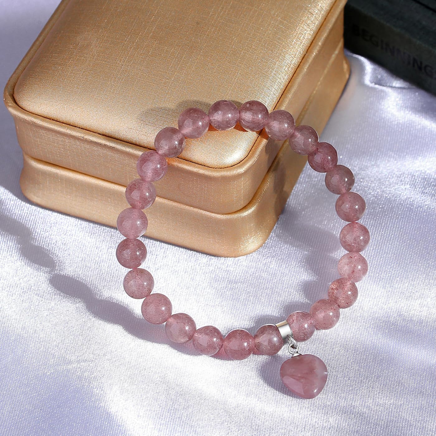 XIANNVXI Herz Armband Damen Stein Kristall Armband Perlen Armband 8Mm Perlenarmband Freundin Armband Schmuck Geburtstagsgeschenk Weihnachtsgeschenke Für Frauen