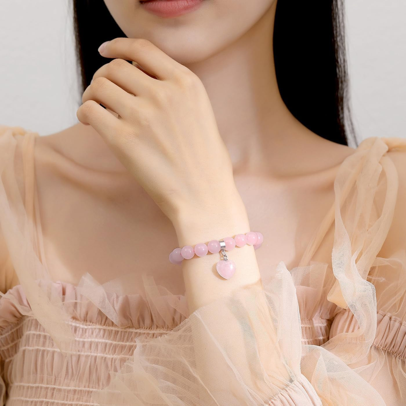 XIANNVXI Herz Armband Damen Stein Kristall Armband Perlen Armband 8Mm Perlenarmband Freundin Armband Schmuck Geburtstagsgeschenk Weihnachtsgeschenke Für Frauen