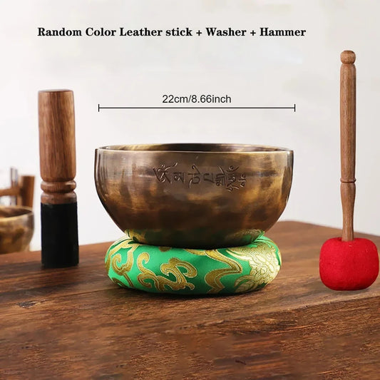 32Cm Large Full Moon Brass Tibetan Singing Bowl Authentic Nepal Handmade Meditation Bowl for Chakra Healing Yoga Spiritual Gifts