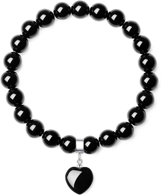 XIANNVXI Herz Armband Damen Stein Kristall Armband Perlen Armband 8Mm Perlenarmband Freundin Armband Schmuck Geburtstagsgeschenk Weihnachtsgeschenke Für Frauen