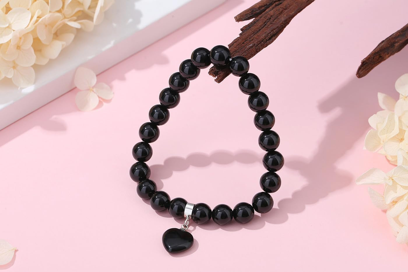 XIANNVXI Herz Armband Damen Stein Kristall Armband Perlen Armband 8Mm Perlenarmband Freundin Armband Schmuck Geburtstagsgeschenk Weihnachtsgeschenke Für Frauen