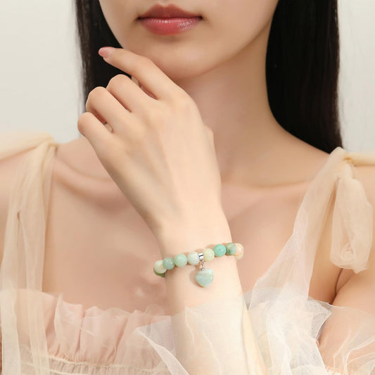 XIANNVXI Herz Armband Damen Stein Kristall Armband Perlen Armband 8Mm Perlenarmband Freundin Armband Schmuck Geburtstagsgeschenk Weihnachtsgeschenke Für Frauen